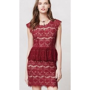 Anthropologie Maeve Red Lace Dress